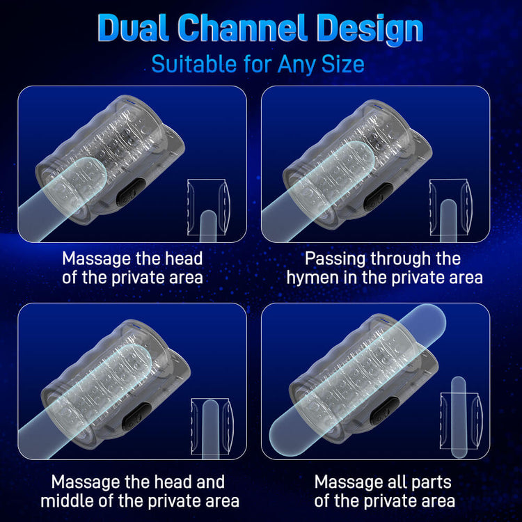 Product with dual channel design on a blue background