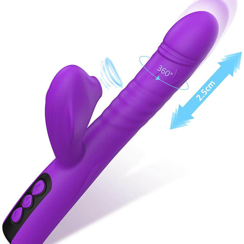 Purple Aura G-spot thrusting and rotating vibrator with clitoral suction