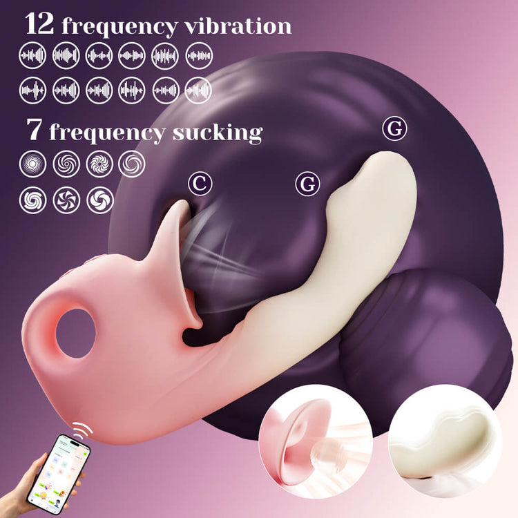 App-controlled G-spot vibrator with clitoral suction, 12 vibration modes and 7 suction modes