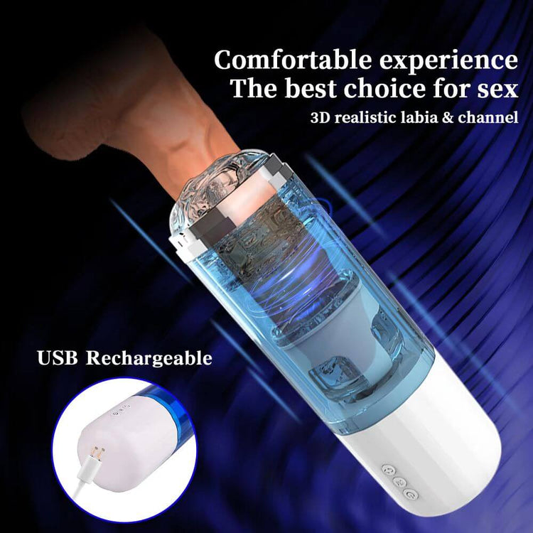 Gleam rechargeable male stroker with textured sleeve and USB charging