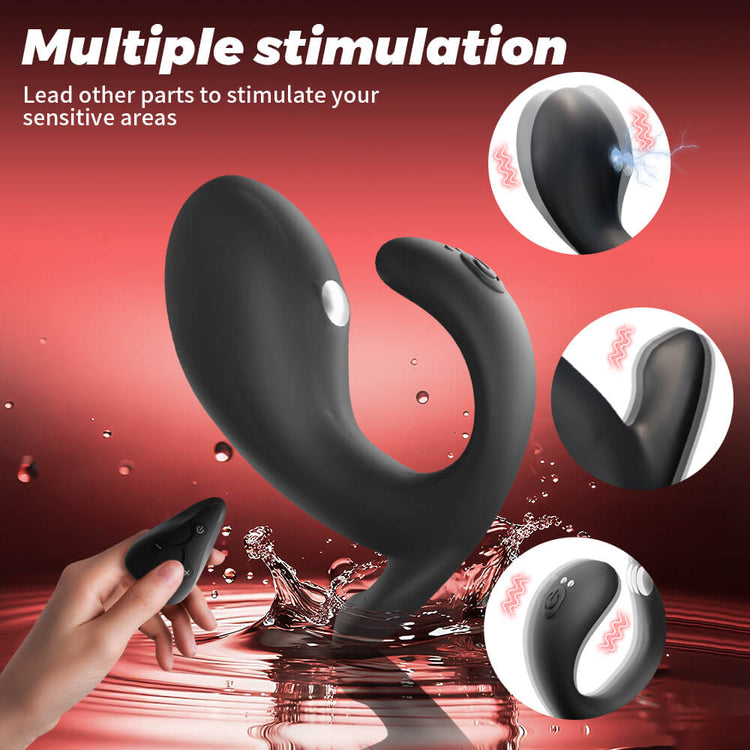Little Whale prostate vibrator with electrode contact, external arm and wireless remote