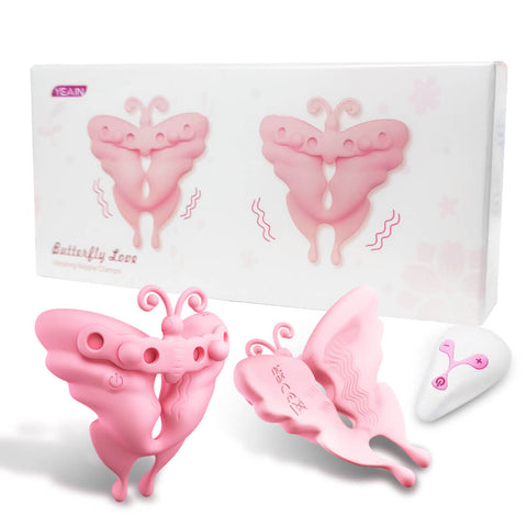 Lumira adjustable vibrating nipple clamps in a butterfly design