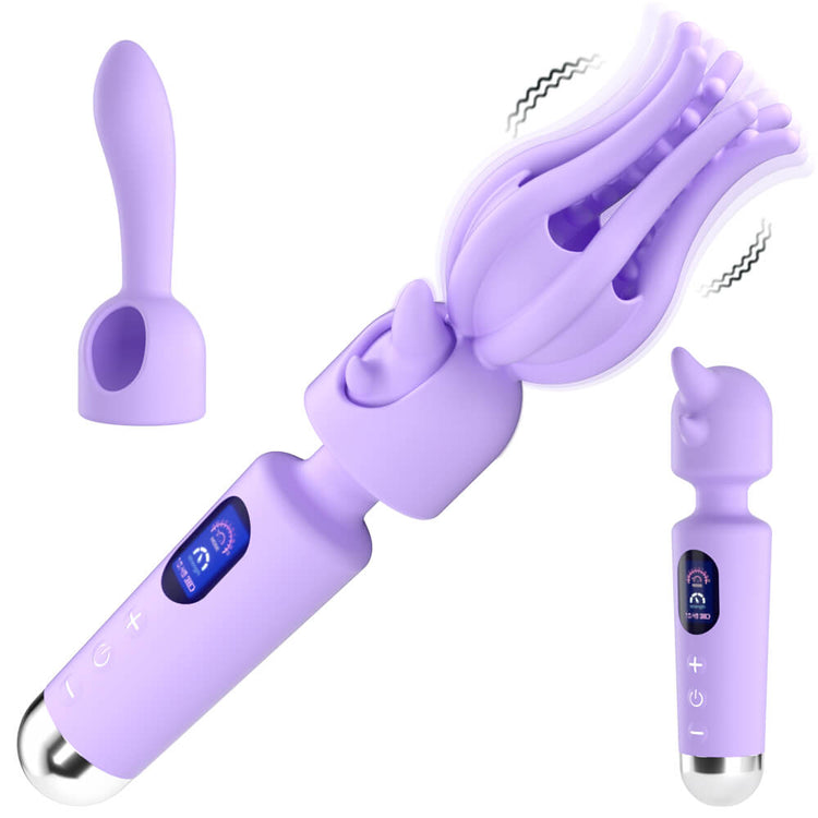 vibrator.jpg Mira interchangeable head wand vibrator with two silicone massage heads