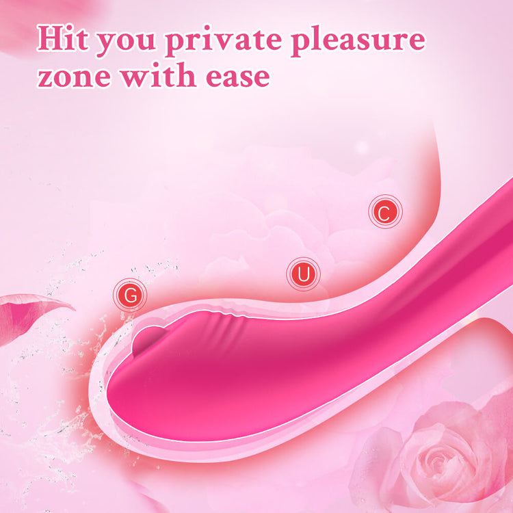 Pure curved G spot stimulator showing the broad internal contact tip