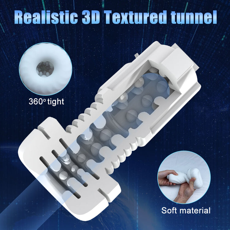 Soft removable 3D textured sleeve inside the Rocket male masturbator