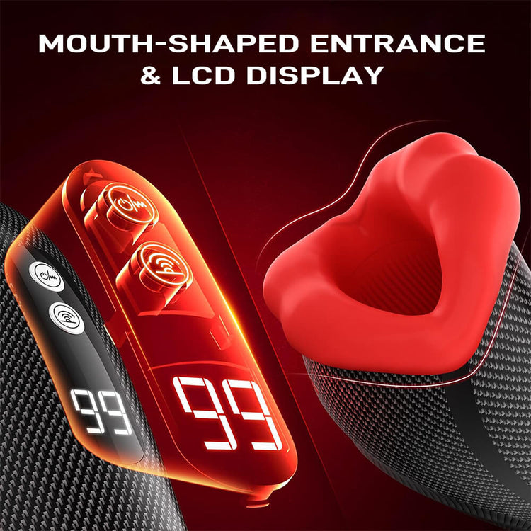 Seabull male stroker with soft mouth-shaped entrance and digital display