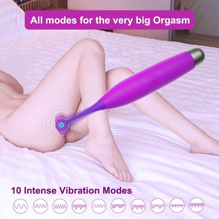 Purple Smurfs clit vibrator demonstrating 10 vibration modes