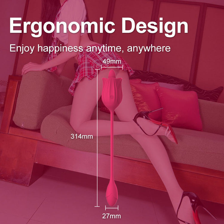 Sylva vibrator size guide showing rose head, egg and 314 mm overall length
