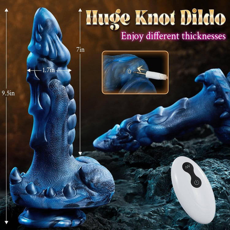 Tyrant dildo dimensions showing 9.5-inch total length and 7-inch insertable length