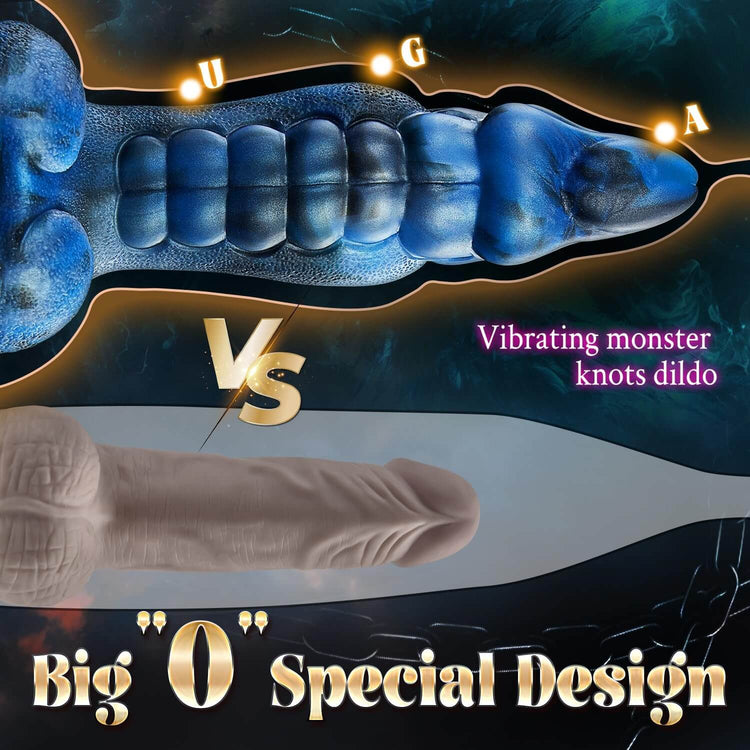 Comparison of the Tyrant knotted fantasy design with a smooth realistic dildo