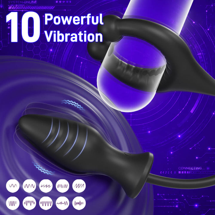 Vortex cock ring and anal plug with 10 vibration modes