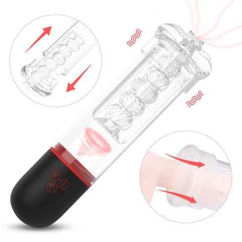 Portable blender with clear container and black base on a white background