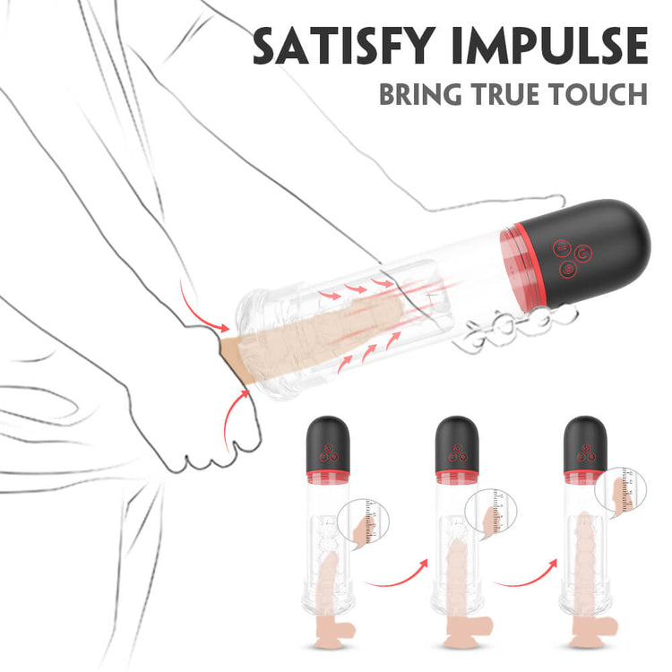 Product illustration with text 'Satisfy Impulse' and 'Bring True Touch' on a white background.