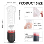 Product size and features of a USB charging device with measurements and material information.