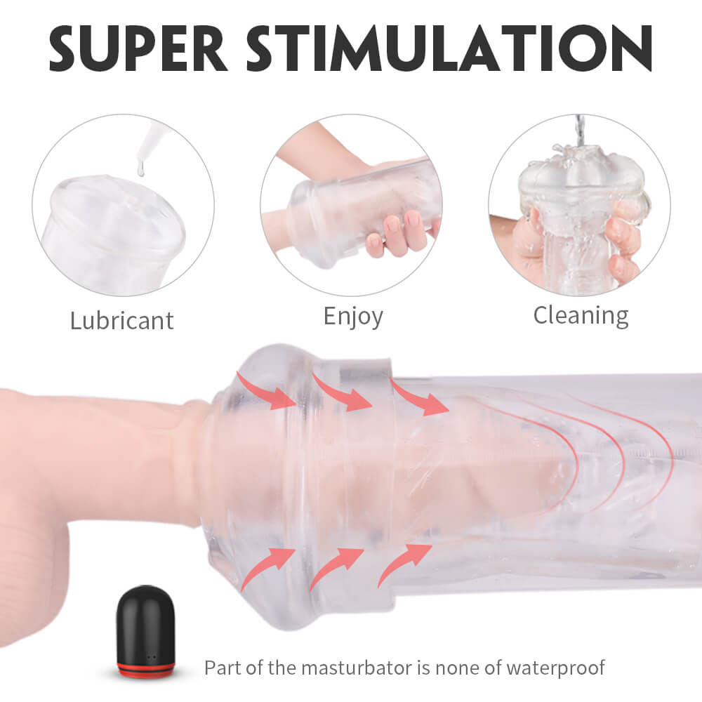 Product with lubricant, usage stages, and waterproof warning on a white background