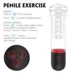 Black and red device with control panel on a white background, labeled 'Penile Exercise'.