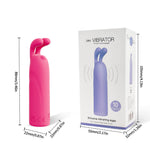 Bunny - Rabbit Bullet Vibrator with 10 Vibration Modes with dimensions and packaging on a white background