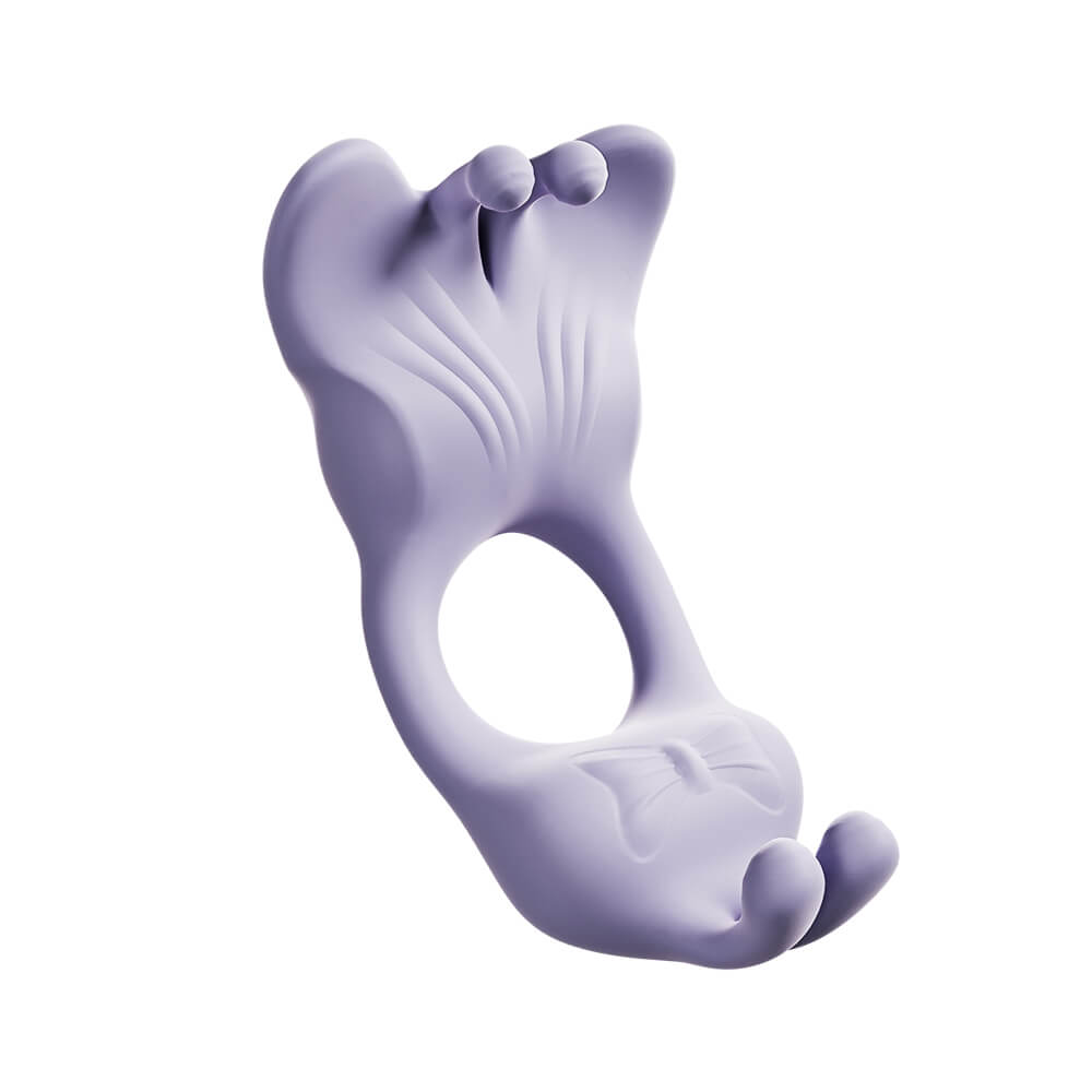 Lovetremor Livia app-controlled vibrating cock ring with butterfly clitoral stimulator