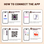 Step-by-step guide on how to connect an app with QR code scanning and account registration.