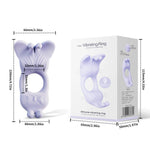 Livia - App-Controlled Vibrating Cock Ring with 9 Vibration Modes with dimensions and packaging on a white background