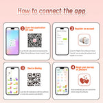 Step-by-step guide on how to connect an app with QR code scanning and account registration.
