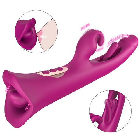 Pink silicone product with close-up details on a white background