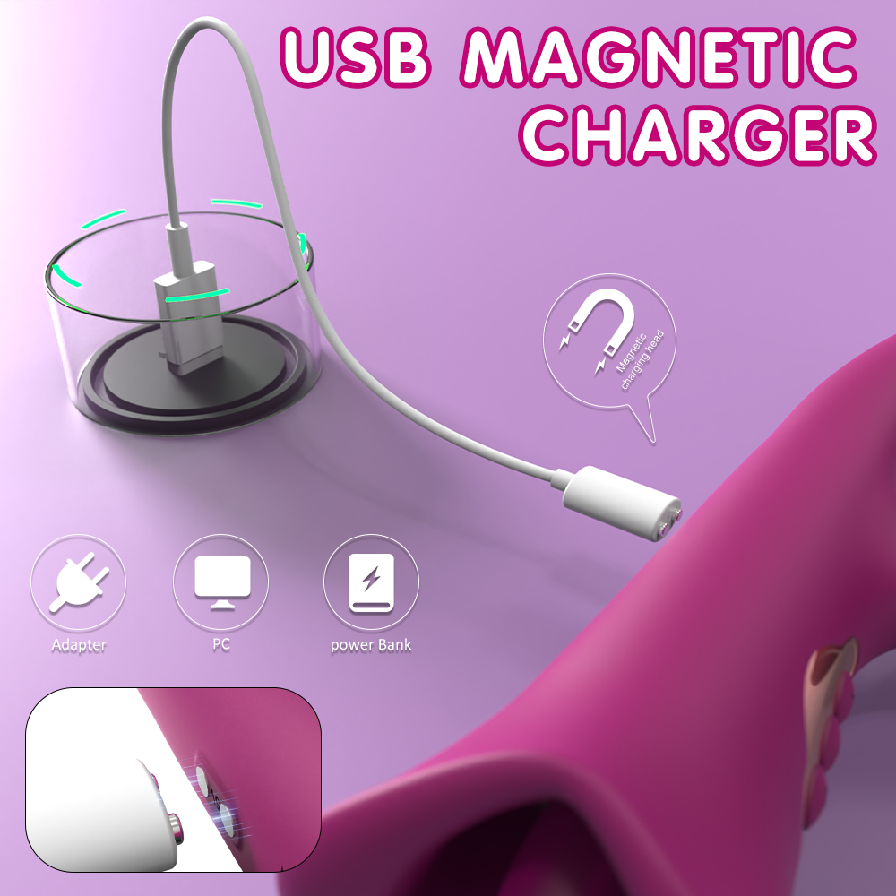 USB magnetic charger with cable on a purple background