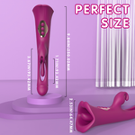 Purple toy with measurements on a purple background