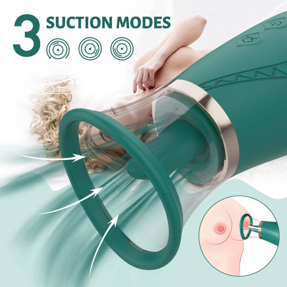 Green vacuum device with suction modes on a light background