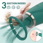 Green vacuum device with suction modes on a light background