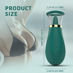 Teal product with dimensions labeled on a light gray background