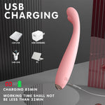 Precise G-Spot Vibrator with charging options and time information on a gray background