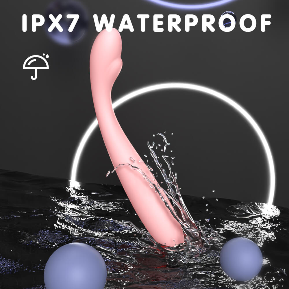 Precise G-Spot Vibrator being submerged in water with 'IPX7 Waterproof' text and icon above.