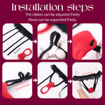 Step-by-step installation guide for Wearable Vibrating Panties with text on a purple background
