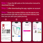 Step-by-step guide on how to download and use an app with QR codes on a red background