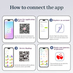 Step-by-step guide on how to connect an app with QR code scanning and account registration.
