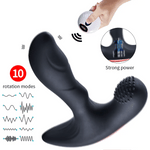 Adam vibrating butt plug showing 10 vibration patterns and textured external stimulation