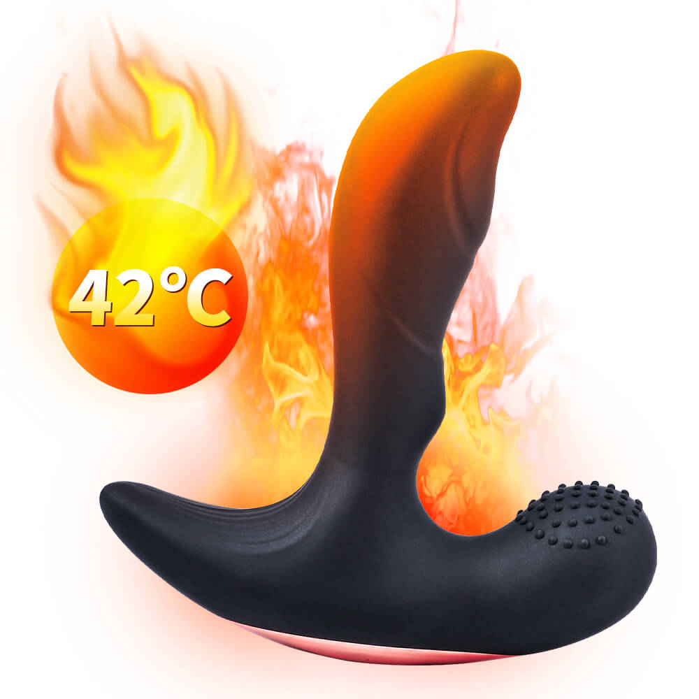 Adam heated butt plug showing an approximate warming temperature of 42 degrees Celsius