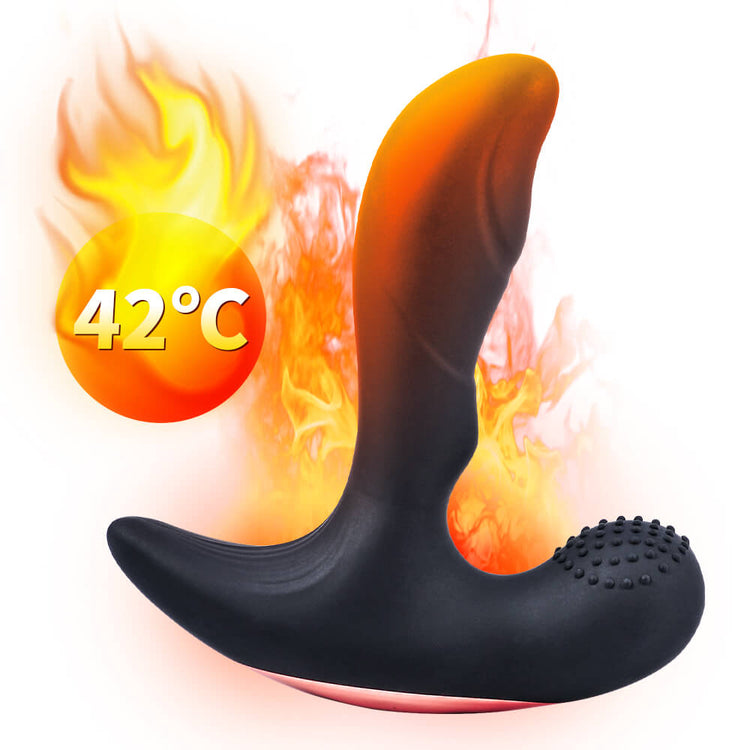 Adam heated butt plug showing an approximate warming temperature of 42 degrees Celsius