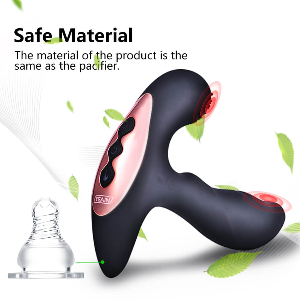 Adam silicone vibrating anal plug with curved shaft, textured outer arm and built-in controls