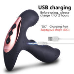 Adam rechargeable vibrating butt plug with USB charging cable and DC charging port