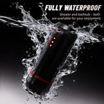 Aether waterproof male masturbator shown under splashing water