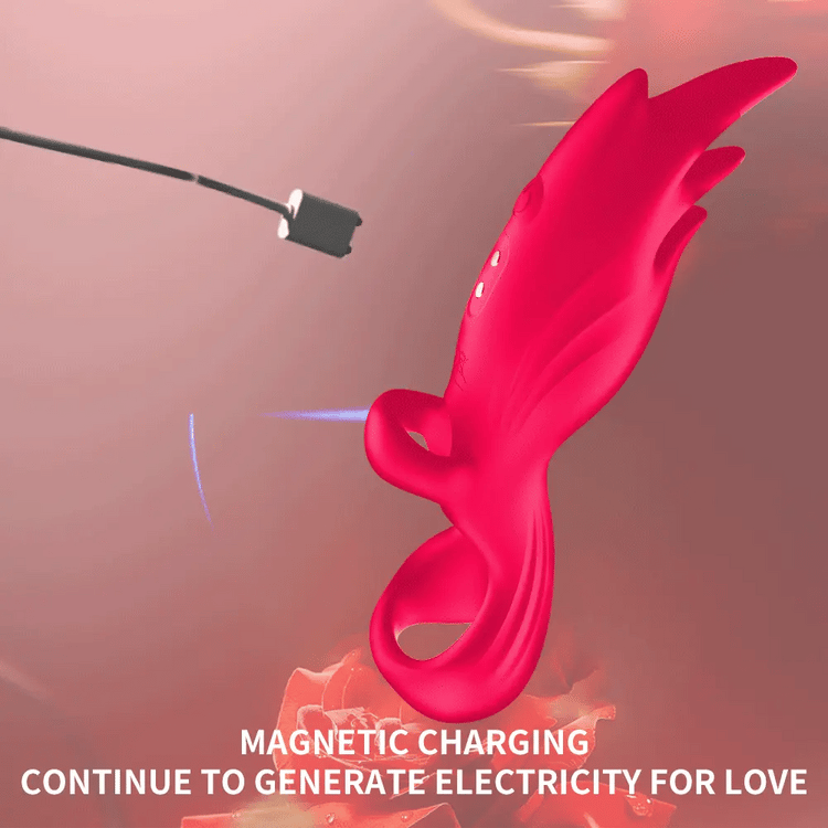 Magnetic charging cable connecting to the Angel Wings finger vibrator