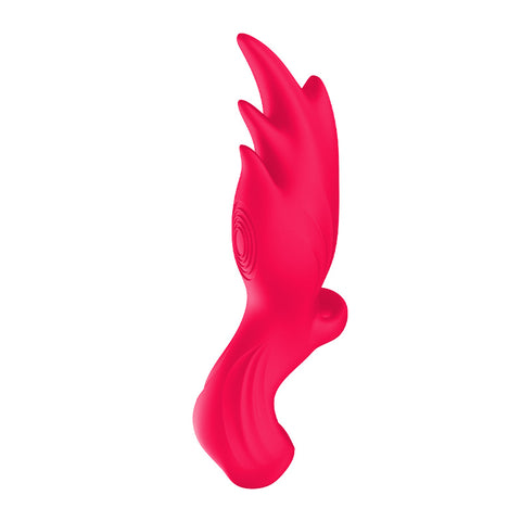 Red Angel Wings wearable finger vibrator with three flexible stimulation tips