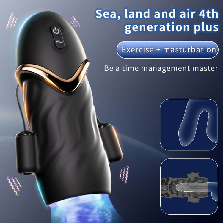 Apex male vibrator showing the fitted sleeve and wraparound design