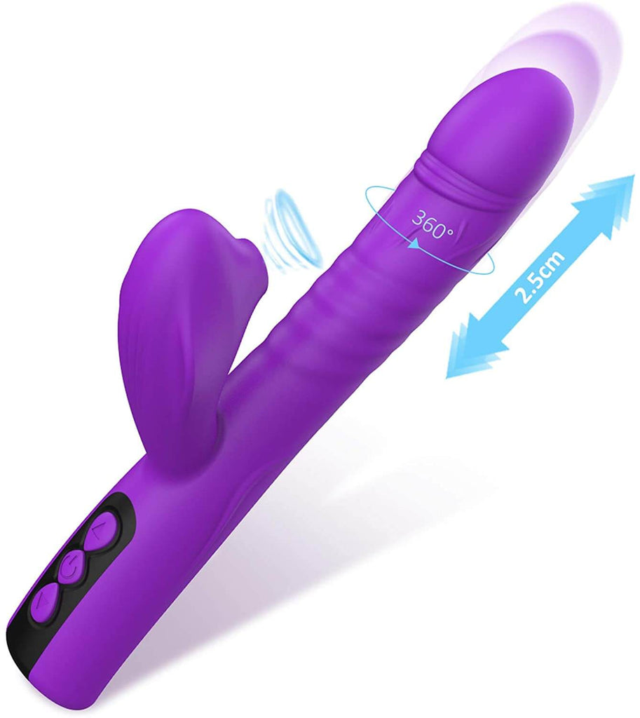 Purple Aura G-spot thrusting and rotating vibrator with clitoral suction