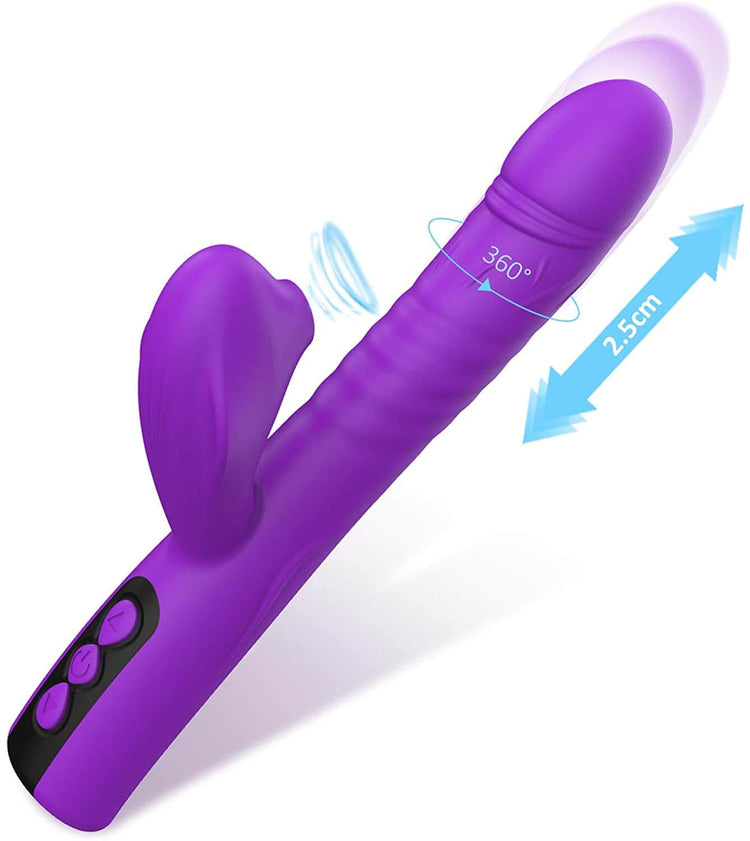 Purple Aura G-spot thrusting and rotating vibrator with clitoral suction