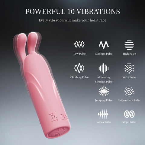 Bunny rabbit-ear bullet vibrator with compact silicone body