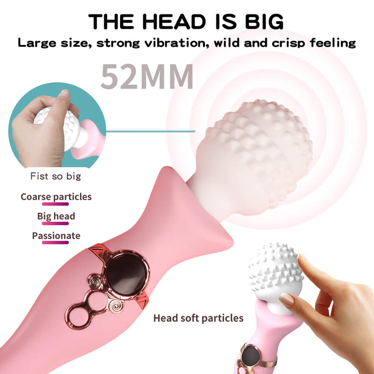 Charm vibrator featuring a 52 mm soft textured massage head for broad external stimulation