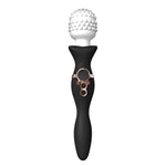 Charm black double-ended massage wand and G-spot vibrator on a white background